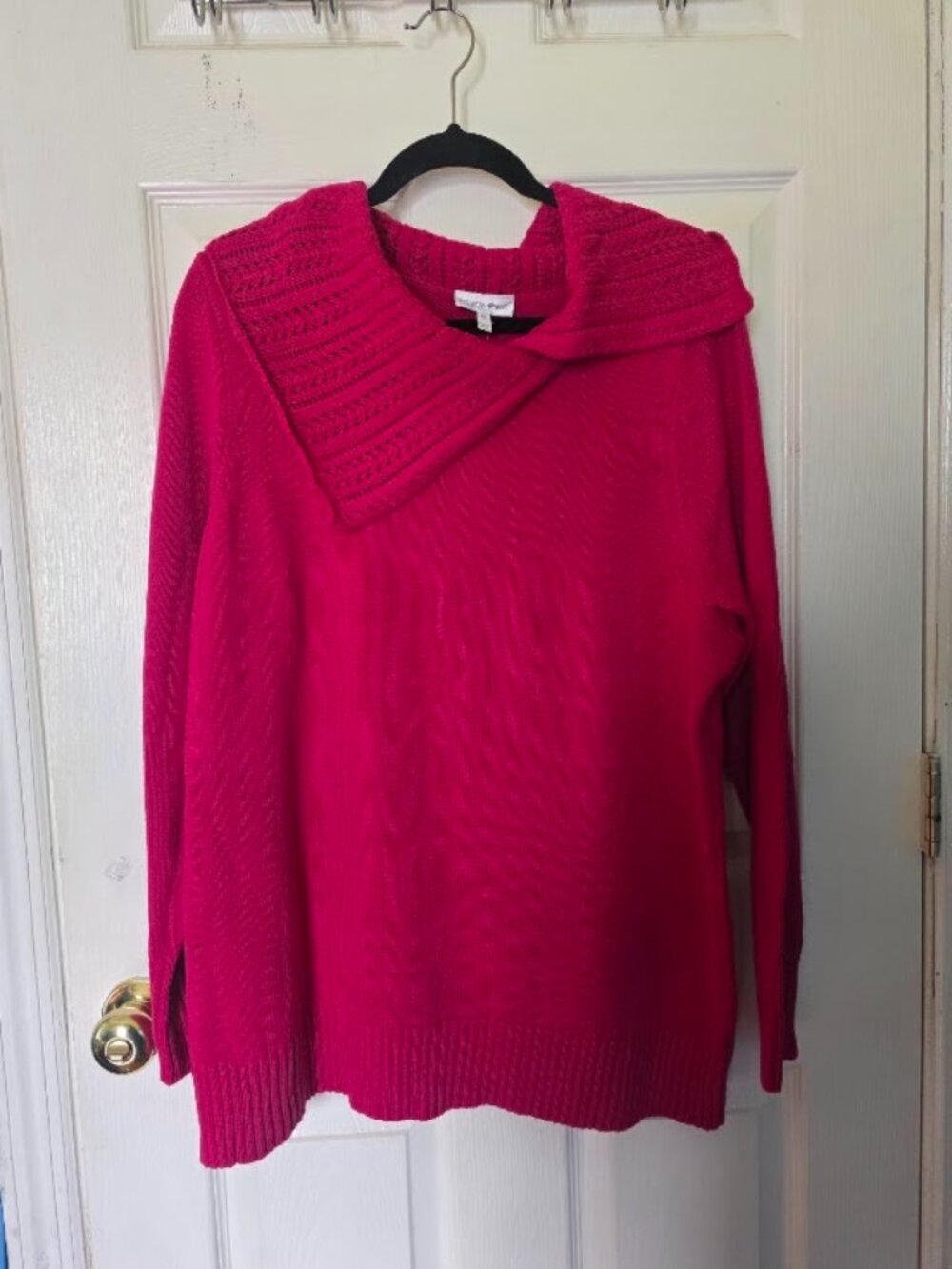 Fashion Bug Pink Sweater 1X NWT Oversized Textured Cowl Collar Plus Size